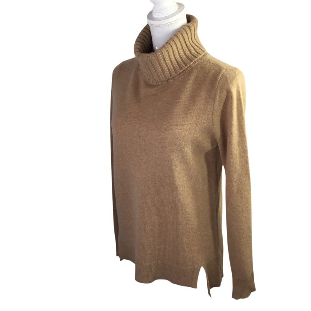 Halogen 100% Cashmere Turtleneck Sweater Beige Tan Long Sleeve Size XS Pullover